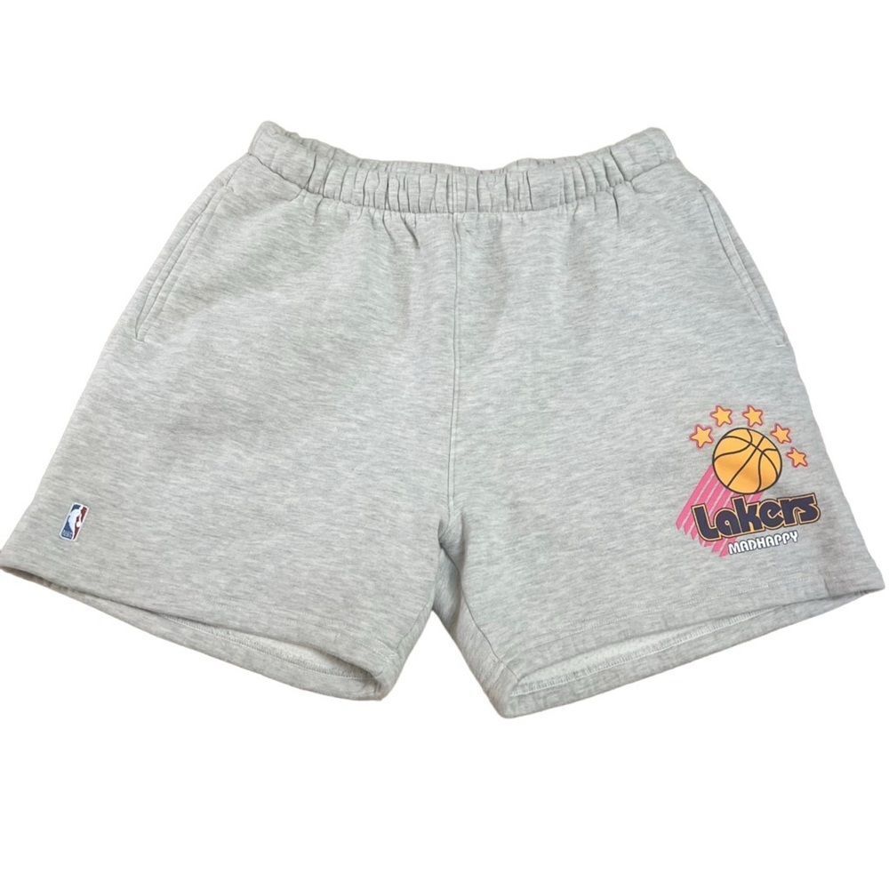 Madhappy Rare Lakers Fleece Unisex Sweat Shorts in Gray Large NEW